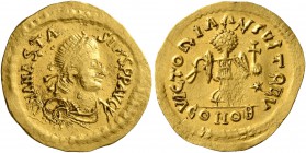 UNCERTAIN GERMANIC TRIBES, Pseudo-Imperial coinage. Late 5th-mid 6th century. Tremissis (Gold, 17 mm, 1.44 g, 7 h), imitating Anastasius, 491-518. D N...