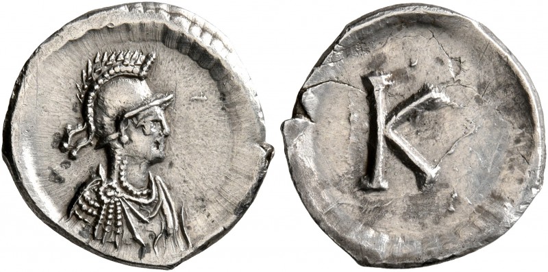 Anonymous, time of Justinian I, circa 530. Half Siliqua (Silver, 15 mm, 1.17 g, ...