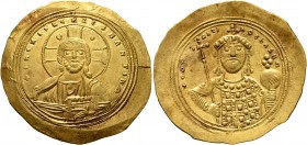 Constantine IX Monomachus, 1042-1055. Histamenon (Gold, 28 mm, 4.47 g, 6 h), Constantinopolis. +IhS XIS RЄX RЄςNANTIҺm Nimbate bust of Christ facing, ...