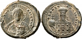 Constantine VII Porphyrogenitus, 913-959. Seal (Lead, 32 mm, 20.62 g, 1 h). +IҺSUS-XRIST’Һ'C' Bust of Christ Pantokrator facing, with cross nimbus, ho...