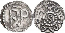 CAROLINGIANS. Pépin 'le Bref' (the Short), king of the Franks, 754/5-768. Denier (Silver, 17 mm, 1.14 g, 9 h), Tours, basilique Saint-Martin. RxP with...