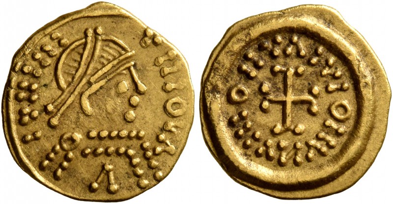 LOMBARDS, Tuscany. Uncertain king, circa 620-700. Tremissis (Gold, 12 mm, 1.48 g...