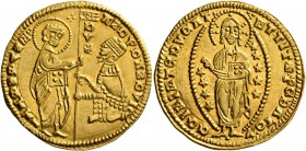 CRUSADERS. Principality of Achaea. Robert de Taranto, 1333-1364. Ducat (Gold, 22 mm, 3.56 g, 7 h), imitating Venice, struck in the name and types of A...