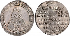 GERMANY. Brandenburg-Preußen (Herzogtum und Kurfürstentum). Friedrich Wilhelm, der Große Kurfürst, 1640-1688. 1/4 Taler (Silver, 30 mm, 7.21 g, 1 h), ...