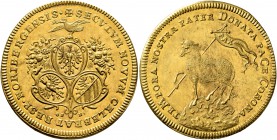 GERMANY. Nürnberg (Stadt). Doppelter Lammdukat (Gold, 29 mm, 6.98 g, 12 h), 1700 (in Roman numeral chronogram), celebrating the beginning of the new c...
