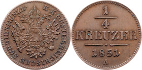 Franz Joseph I., 1/4 Kreuzer 1851, A, Vienna