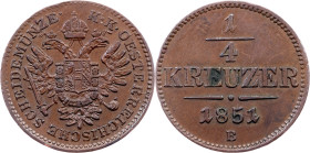 Franz Joseph I., 1/4 Kreuzer 1851, B, Kremnitz