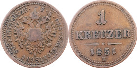 Franz Joseph I., 1 Kreuzer 1851, B, Kremnitz