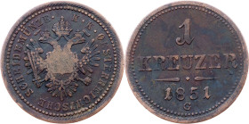 Franz Joseph I., 1 Kreuzer 1851, G, Günzburg