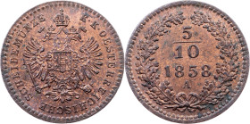 Franz Joseph I., 5/10 Kreuzer 1858, A, Vienna