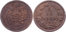 Franz Joseph I., 5/10 Kreuzer 1858, B, Kremnitz