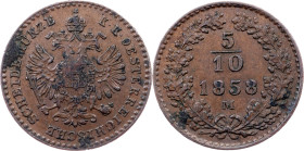 Franz Joseph I., 5/10 Kreuzer 1858, M, Milan