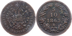 Franz Joseph I., 5/10 Kreuzer 1863, B, Kremnitz