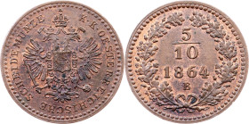 Franz Joseph I., 5/10 Kreuzer 1864, B, Kremnitz