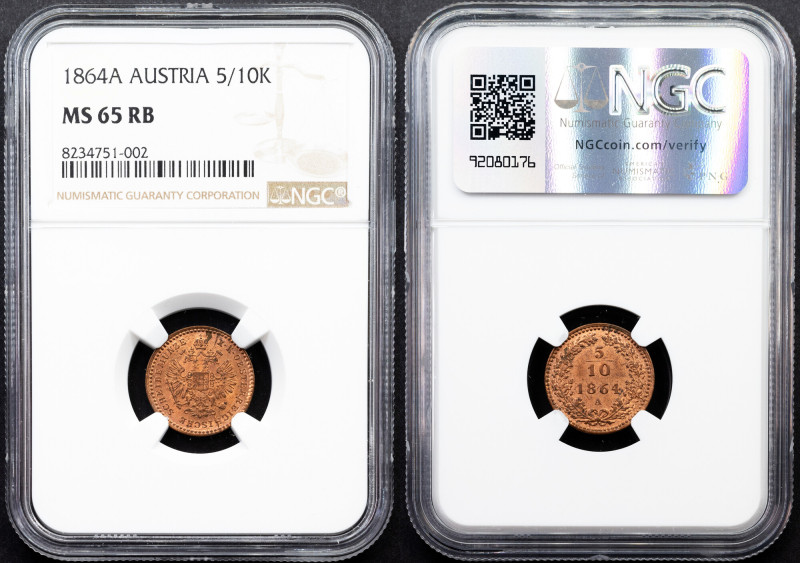 Franz Joseph I., 5/10 Kreuzer 1864, A, Vienna Category : Habsburg
Ruler/Area : ...