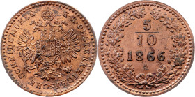 Franz Joseph I., 5/10 Kreuzer 1866, A, Vienna