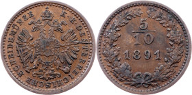 Franz Joseph I., 5/10 Kreuzer 1891, Vienna