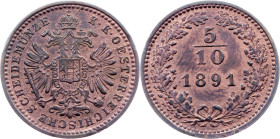 Franz Joseph I., 5/10 Kreuzer 1891, Vienna