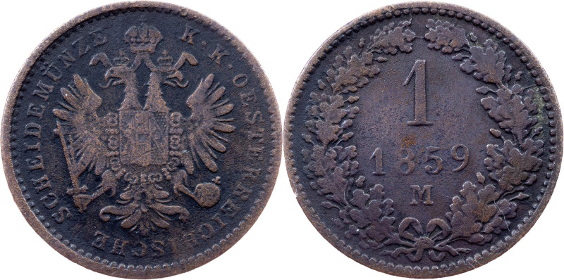 Franz Joseph I., 1 Kreuzer 1859, M, Milan Category : Habsburg
Ruler/Area : Fran...