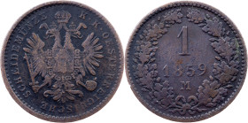 Franz Joseph I., 1 Kreuzer 1859, M, Milan