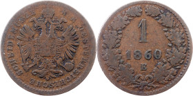 Franz Joseph I., 1 Kreuzer 1860, E, Karlsburg