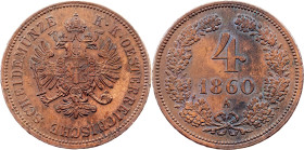 Franz Joseph I., 4 Kreuzer 1860, A, Vienna