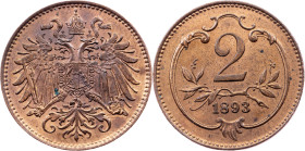 Franz Joseph I., 2 Heller 1893, Vienna