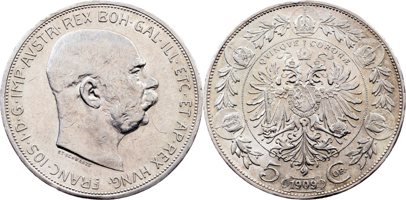 Franz Joseph I., 5 Kronen 1909, Vienna Category : Habsburg
Ruler/Area : Franz J...