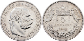 Franz Joseph I., 5 Korona 1908, KB, Kremnitz