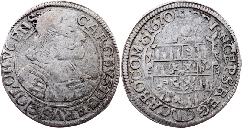 Charles II. of Liechtenstein-Kastelkorn, 3 Kreuzer 1670, Kremsier Category : Hou...