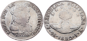 Bolivia, 4 Soles 1830, PTS JL