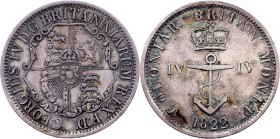 British West Indies, 1/4 Dollar 1822, London
