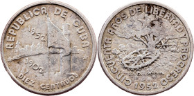 Cuba, 10 Centavos 1952, Philadelphia