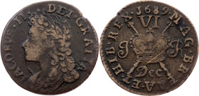 Ireland, 6 Pence 1689
