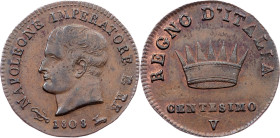 Italy, 1 Centesimo 1808, V, Venice