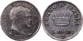 Italy, 5 Soldi 1811, M, Milan
