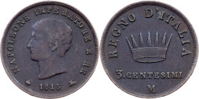 Italy, 3 Centesimi 1813, M, Milan