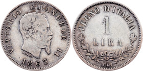Italy, 1 Lira 1863