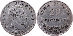 Italy, 20 Centesimi 1863, Milan