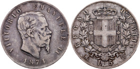Italy, 5 Lire 1874, Milan