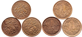 Netherlands, 1 Cent 1915, 1920, 1921, Utrecht