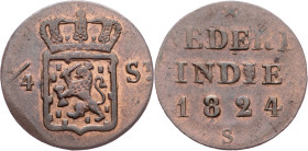 Netherlands East Indies, 1/4 Stuiver 1824, S