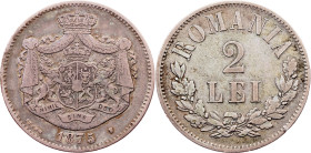 Romania, 2 Lei 1875, Brussels