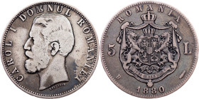 Romania, 5 Lei 1880, Bucharest