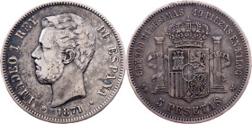 Spain, 5 Pesetas 1871, SDM, Madrid