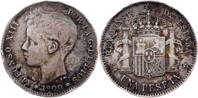 Spain, 1 Peseta 1900, SMV, Madrid