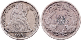USA, 1 Dime 1891, Philadelphia