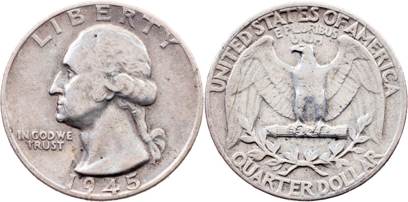 USA, 1/4 Dollar 1945, Philadelphia Category : USA
Country/Region : USA
Ruler/A...