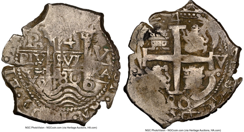 Charles II Cob 4 Reales 1680 P-V XF45 NGC, Potosi mint, KM25, Cal-525. 14.29gm. ...