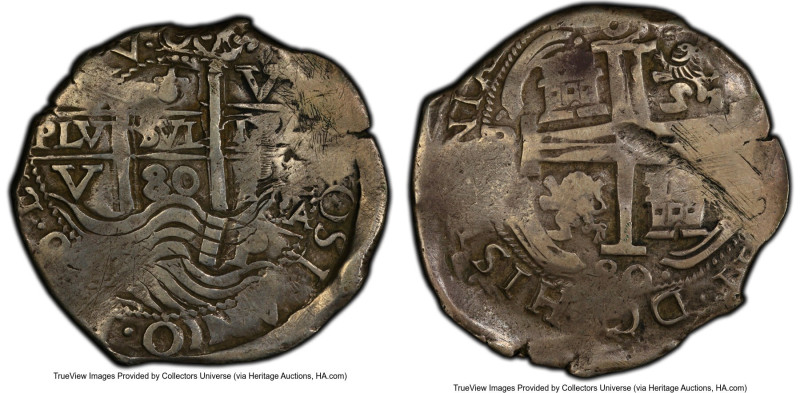 Charles II Cob 8 Reales 1680 P-V XF Details (Tooled) PCGS, Potosi mint, KM26, Ca...